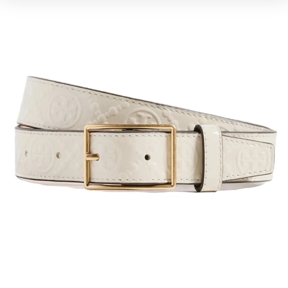 Tory Burch Accessories - NWOT Tory Burch T Monogram Patent Leather Belt - Ivory